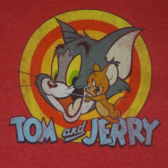 TOM AND JERRY CARTOON CAT MOUSE RED XL T-SHIRT J769 - Picture 1 of 3